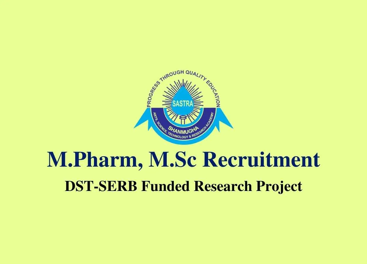 Project Assistant Job in DST-SERB funded research project