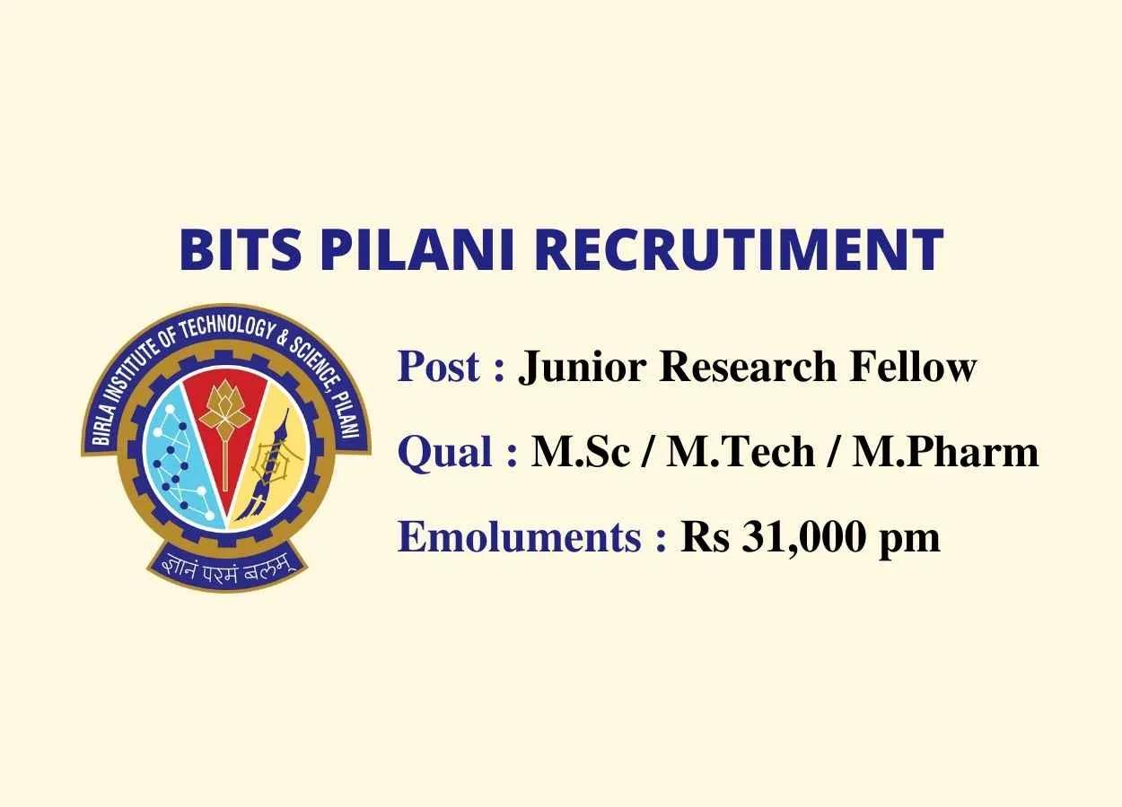 M.Pharm, M.Sc Jobs under Department of Biological Science of BITS