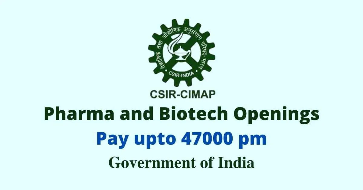 Multiple pharma and Biotech openings at CIMAP
