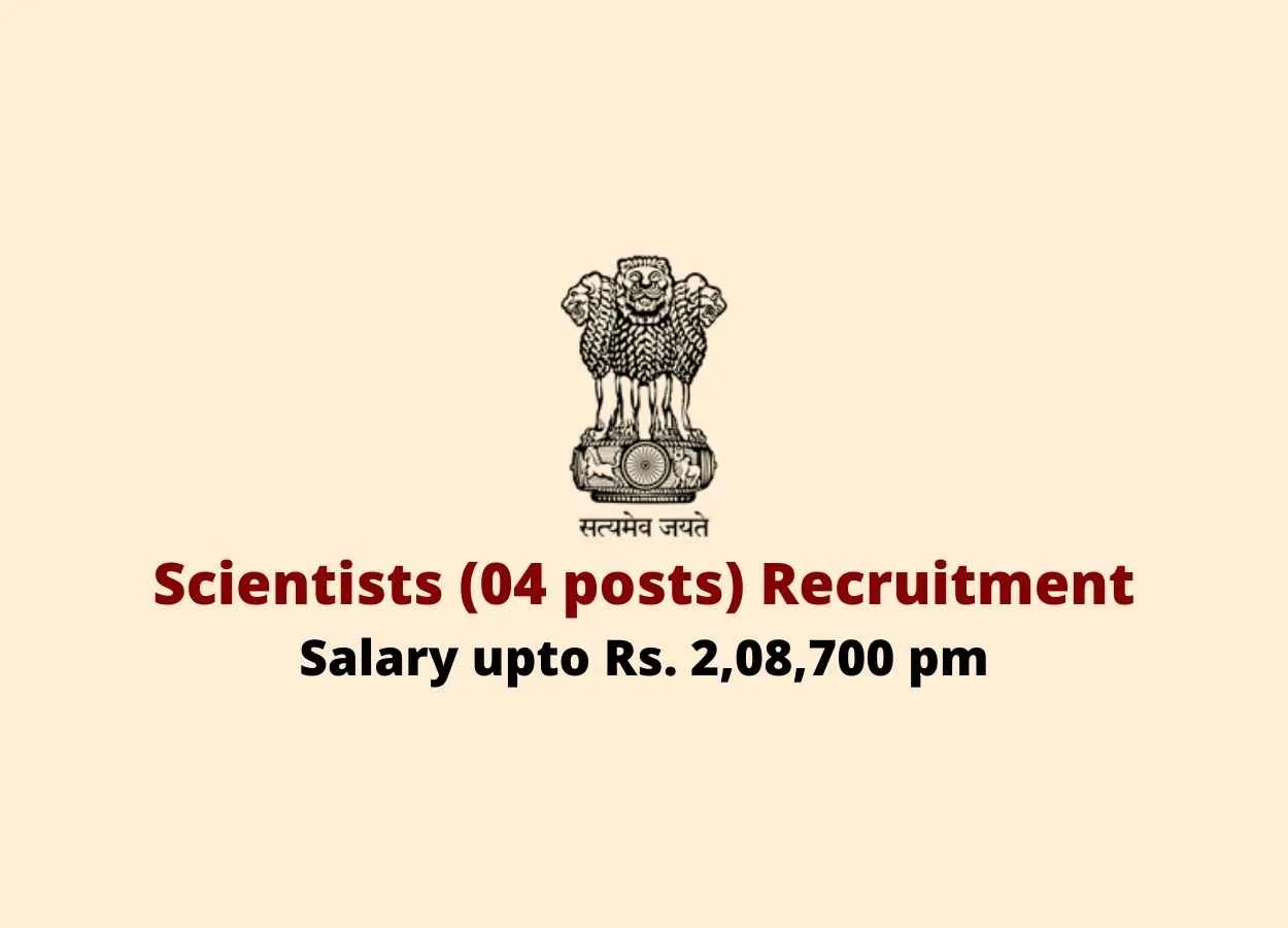 Applications are invited for Post of Scientists under Department of Science and Technology