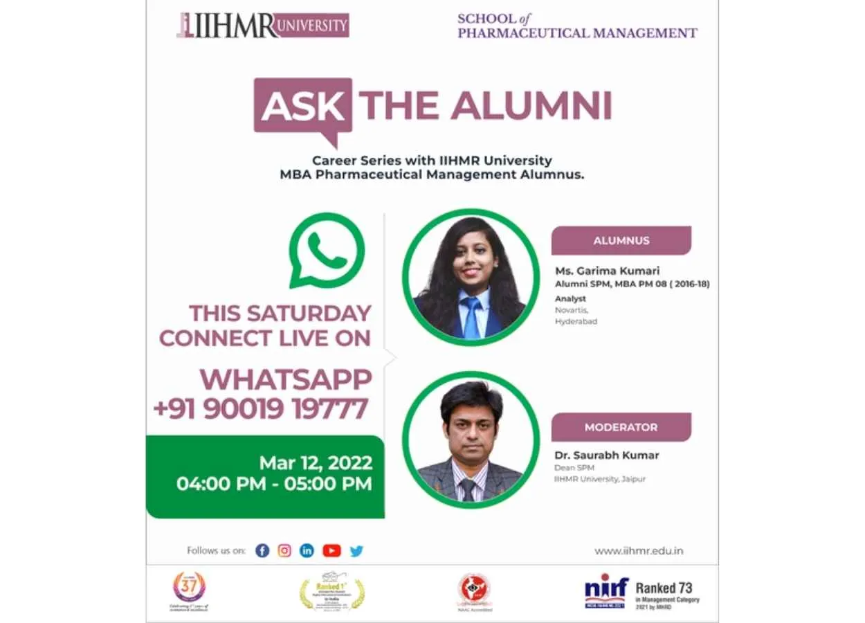 Career Series with IIHMR University for Pharmaceutical Management