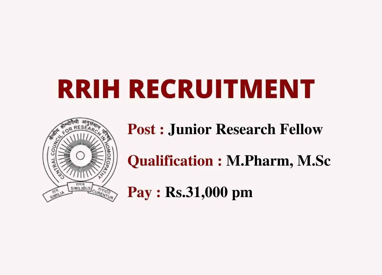 M.Pharm, M.Sc Career in Regional Research Institute for Homoeopathy