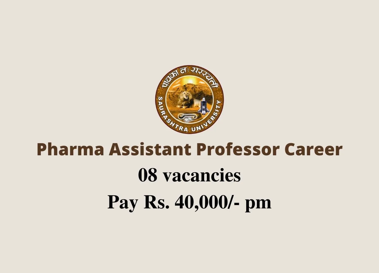 Pharma Assistant Professor Career at Saurashtra University