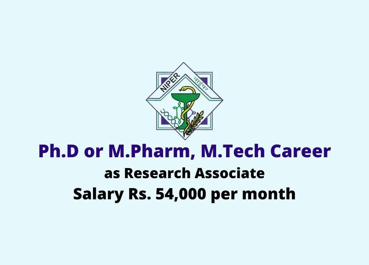 Applications are invited for Research Associate at NIPER