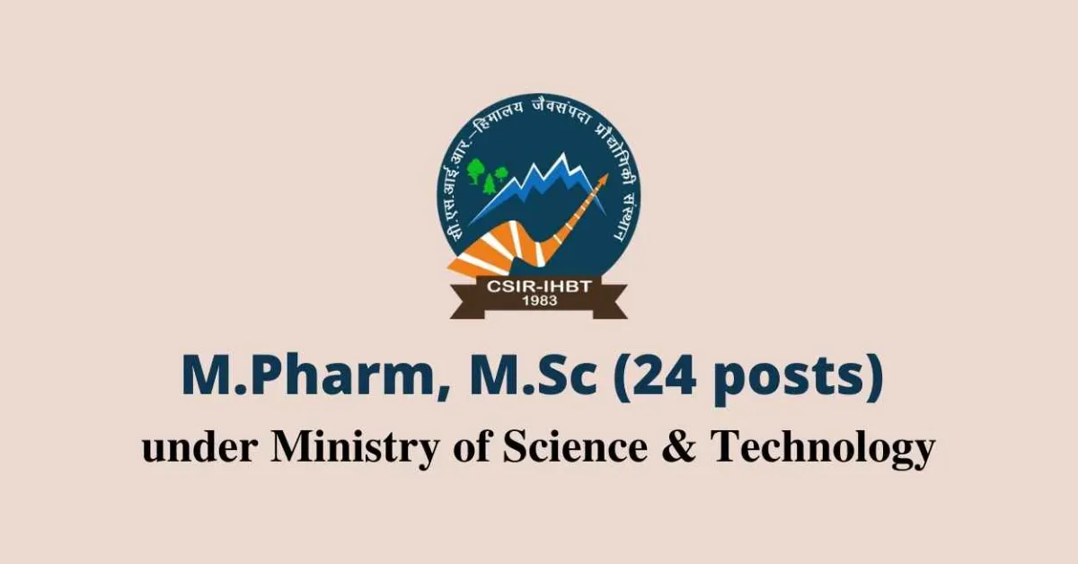 IHBT vacancies for pharmacy and life sciences