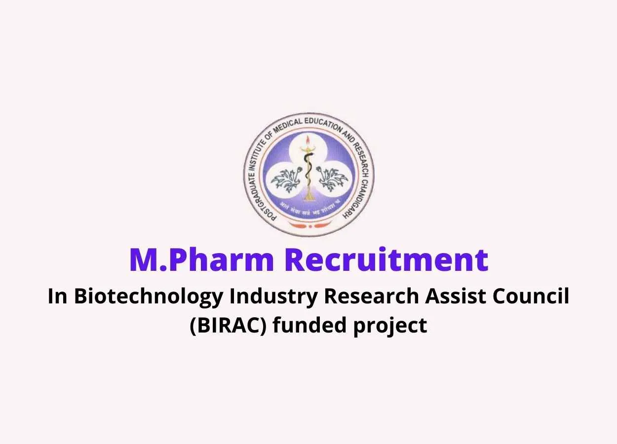 Vacancy for M.Pharm as Research Fellow at PGIMER