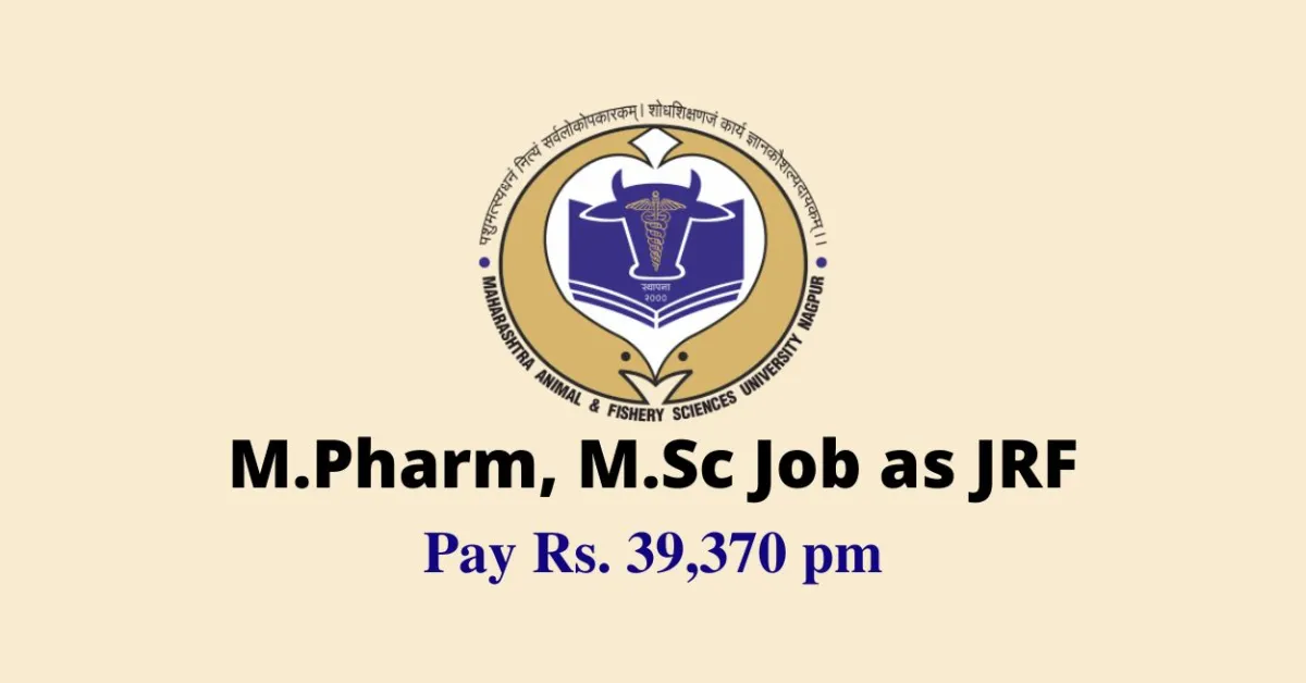 Walk in interview for M.Pharm, M.Sc as Junior Research Fellow at Mumbai Veterinary College