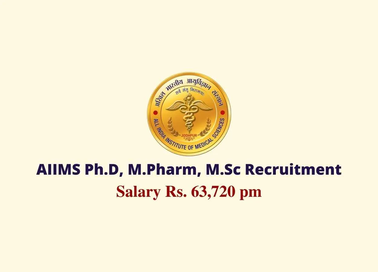 AIIMS Ph.D, M.Pharm, M.Sc Recruitment