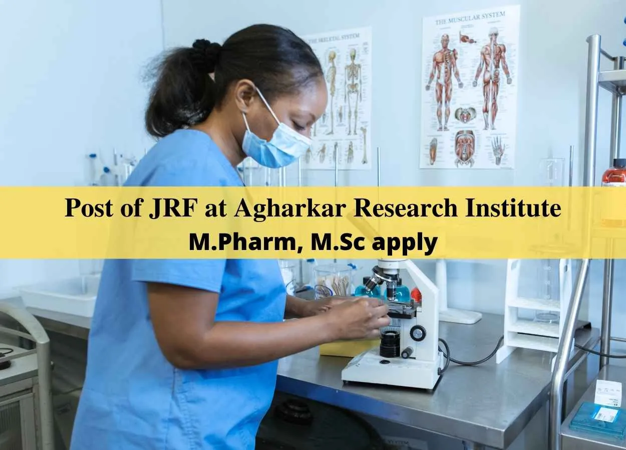 Applications are invited for a post of JRF at Agharkar Research Institute