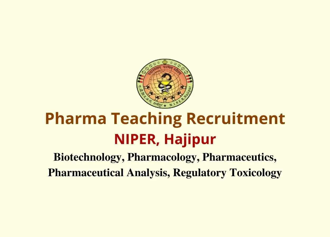 NIPER invites online applications for Pharma Teaching Post