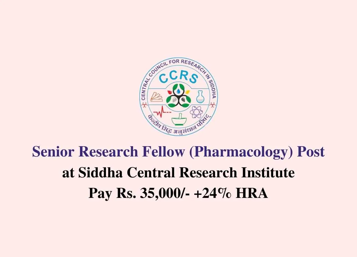 Opportunity for M.Pharm as Senior Research Fellow at SCRI