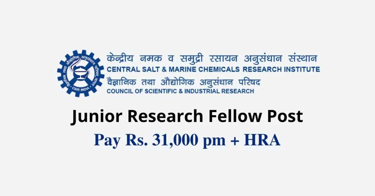 Applications are invited for a post of Junior Research Fellow at CSMCRI