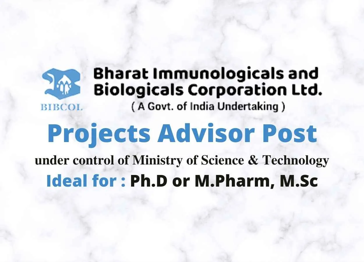 Opportunity for Ph.D or M.Pharm, M.Sc under control of Ministry of Science & Technology, BIBCOL