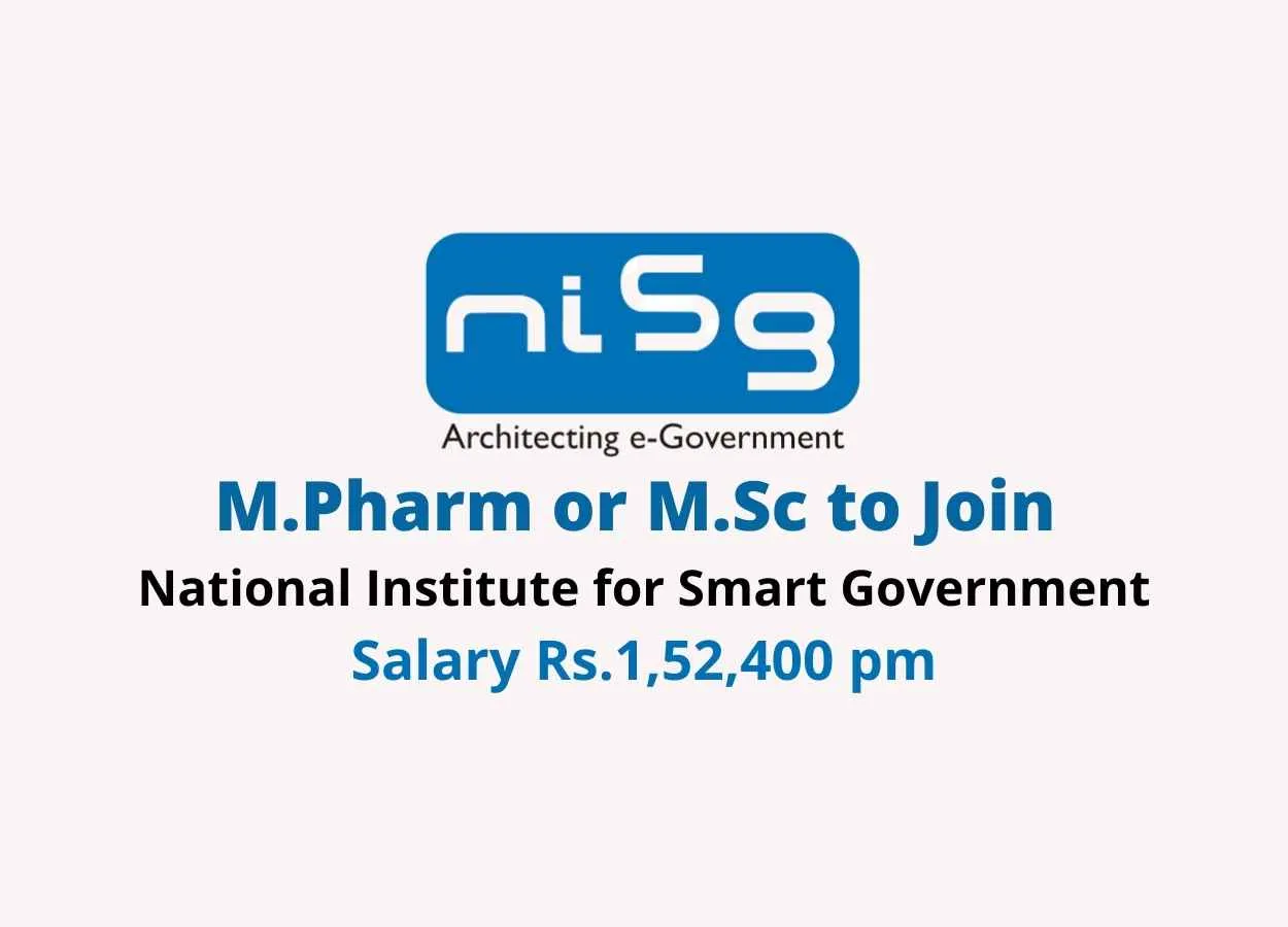 Opportunity for M.Pharm or M.Sc to Join NISG as National Consultant