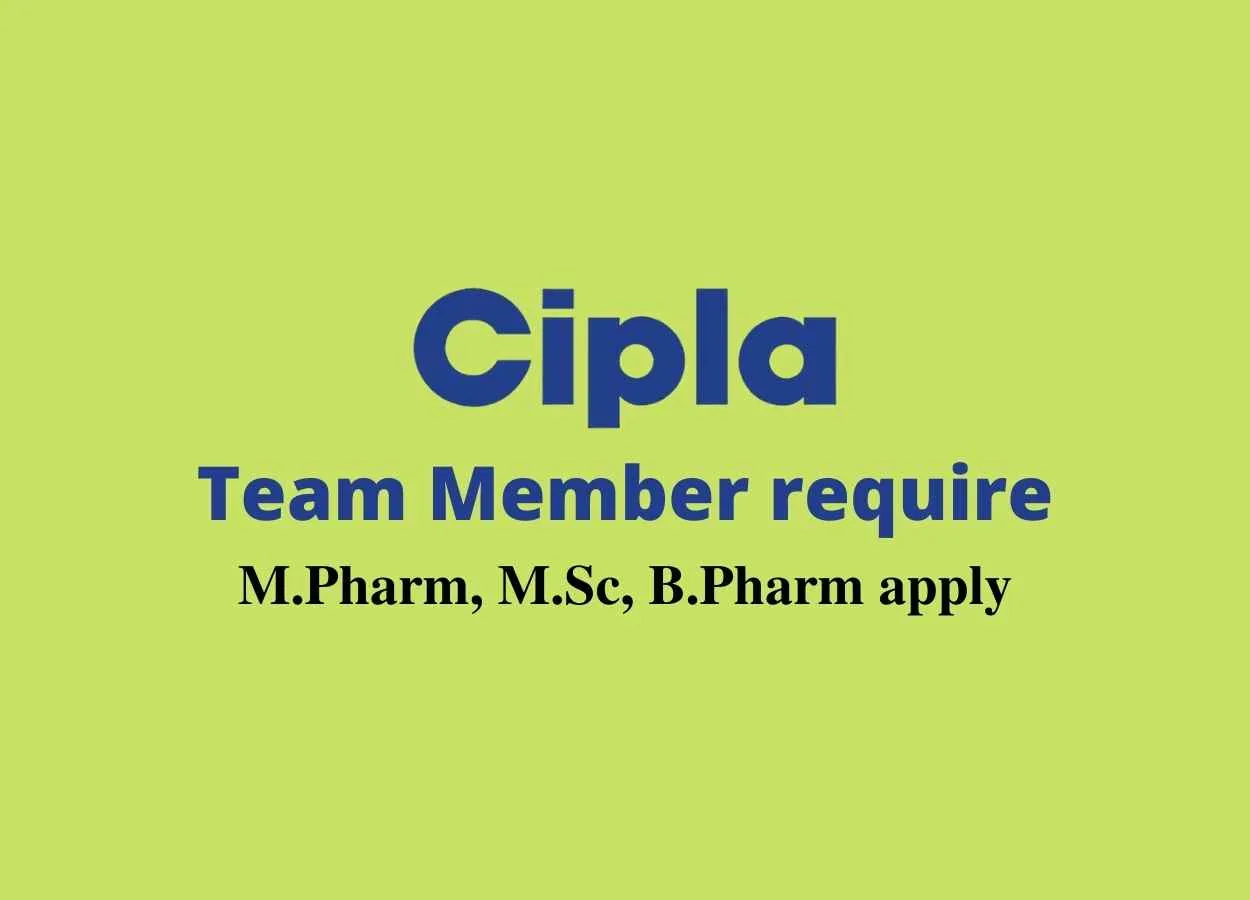 Work as Team Member at Cipla