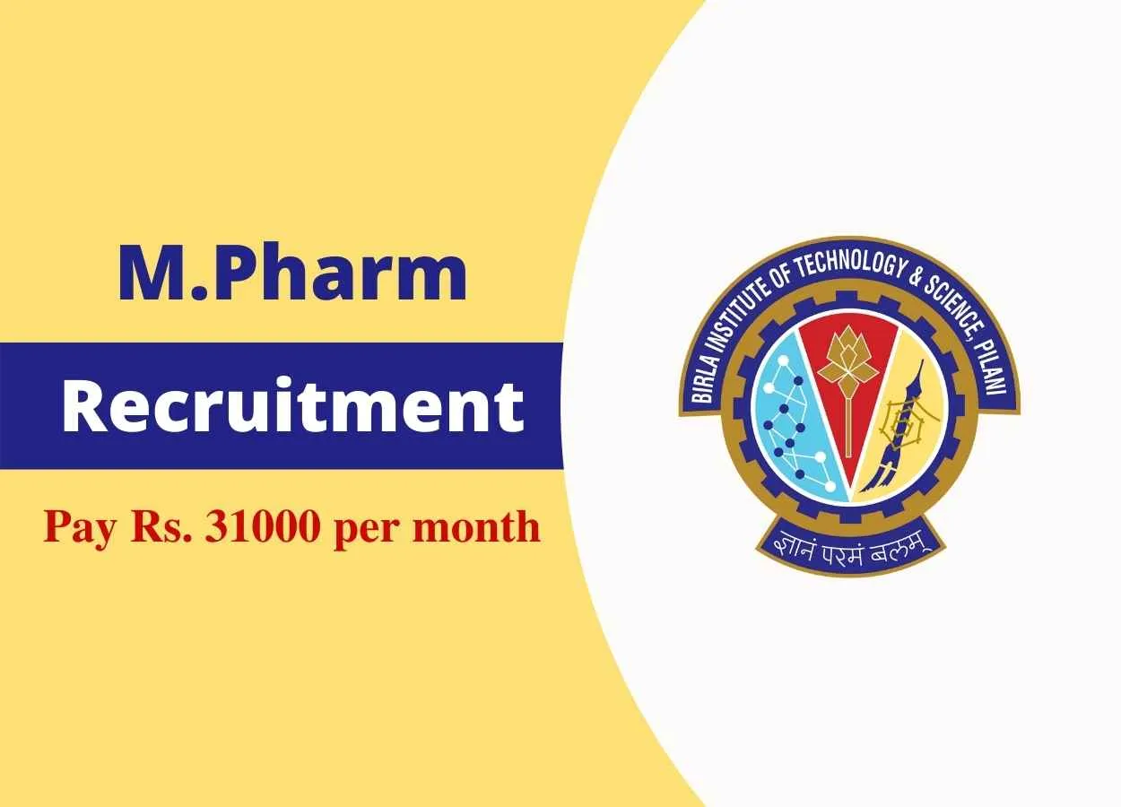 M.Pharm Job for SERB Funded Project at Birla Institute of Technology and Science