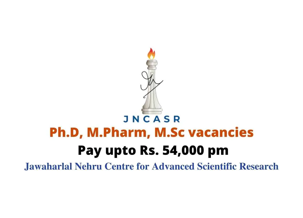 Ph.D, M.Pharm, M.Sc vacancies in JNCASR