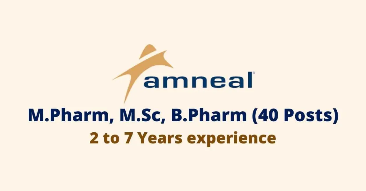 Walk in interview for M.Pharm, M.Sc, B.Pharm at Amneal Pharmaceuticals