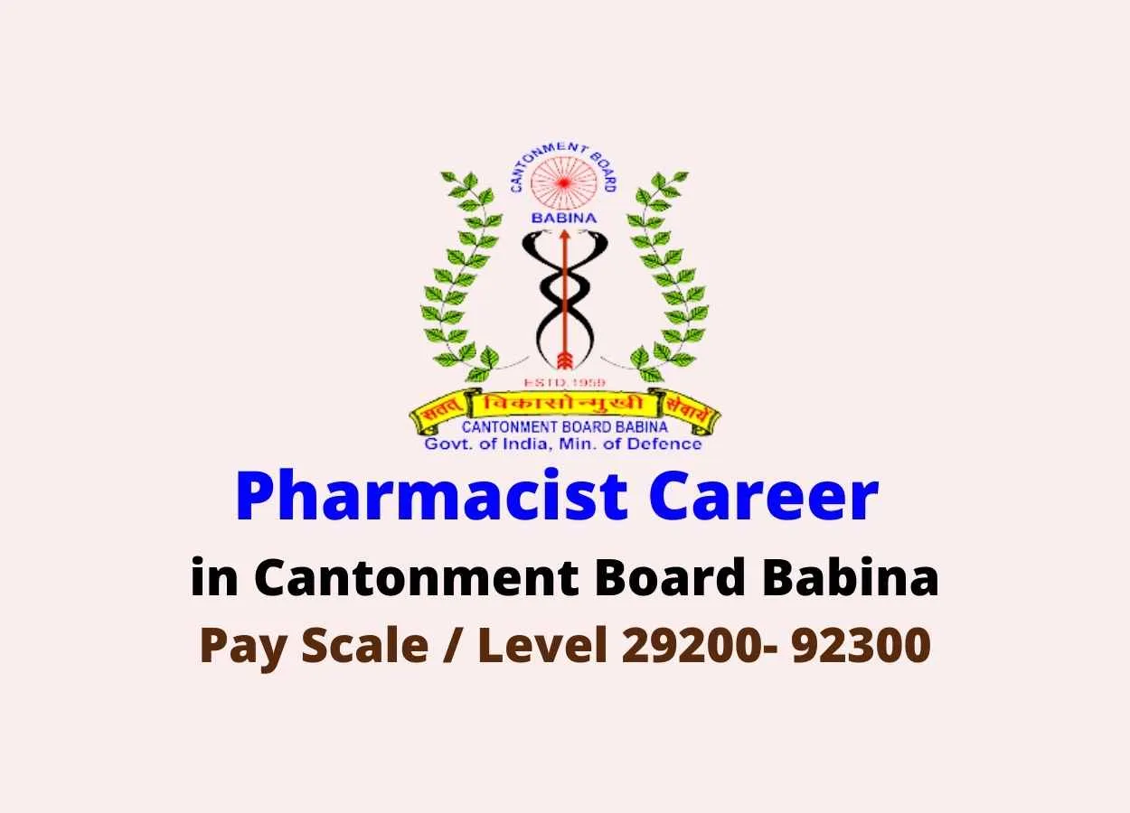 Career for Pharmacist in Cantonment Board Babina