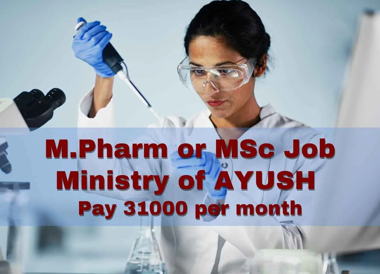 Opening for M.Pharm or MSc at RARI, Ministry of AYUSH
