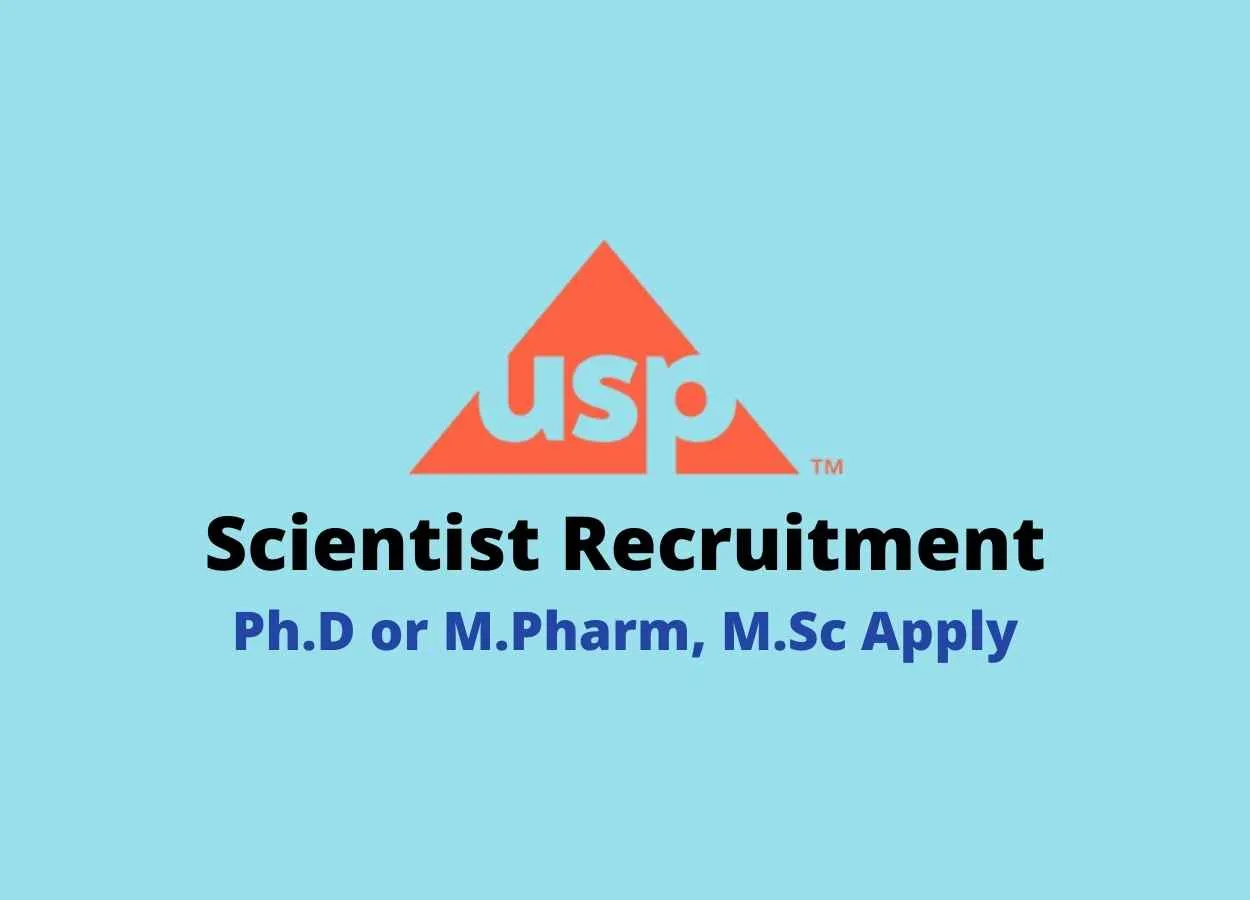 Opportunity for Ph.D or M.Pharm, M.Sc as Scientist at USP