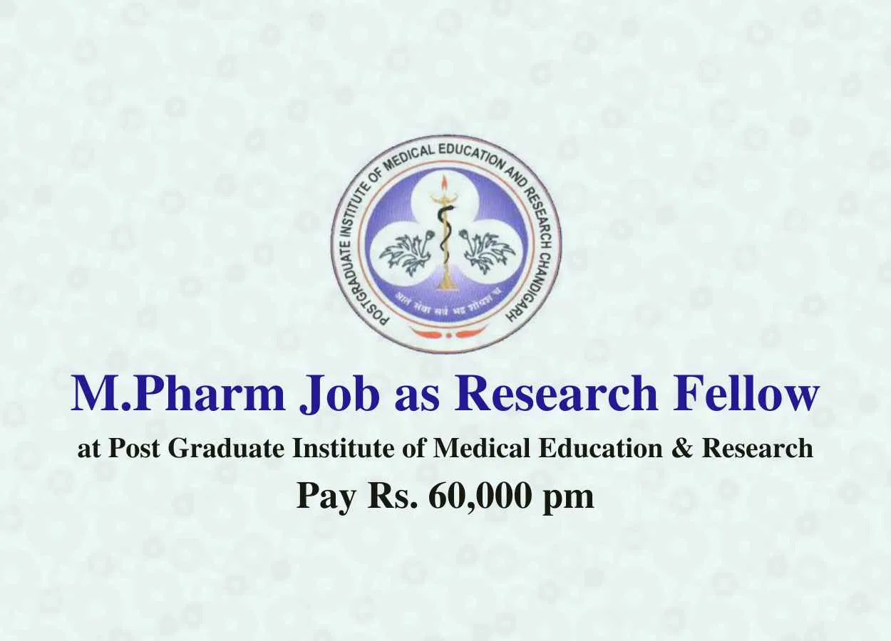 Career for M.Pharm as Research Fellow at PGIMER