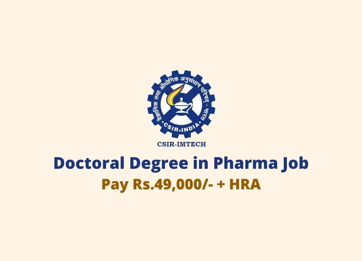 IMTech Doctoral Degree in Pharma Job