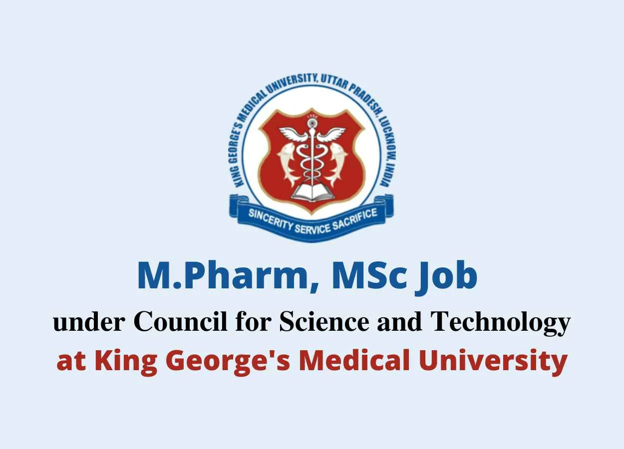 M.Pharm, MSc Job under Council for Science and Technology