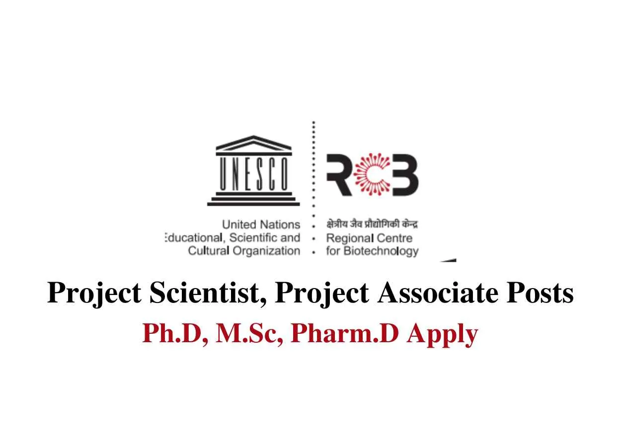 RCB invites applications for Project Scientist, Project Associate Posts