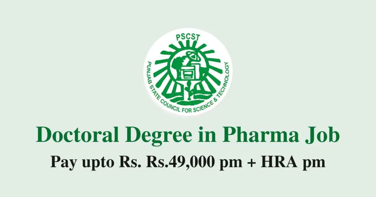 PSCST Doctoral Degree in Pharma Job