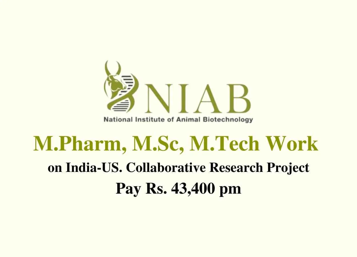 Vacancy for M.Pharm, M.Sc, M.Tech work on India-US. Collaborative Research Project at NIAB