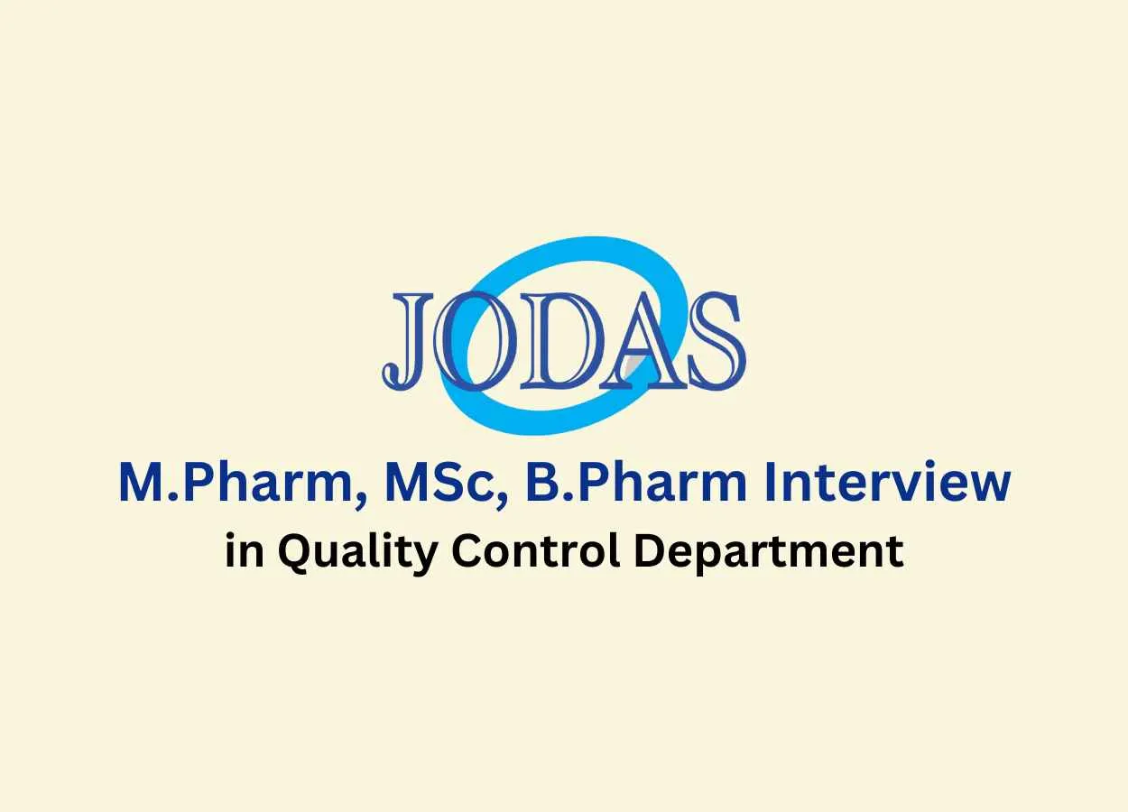 Walk in for M.Pharm, MSc, B.Pharm in Quality Control at Jodas Expoim