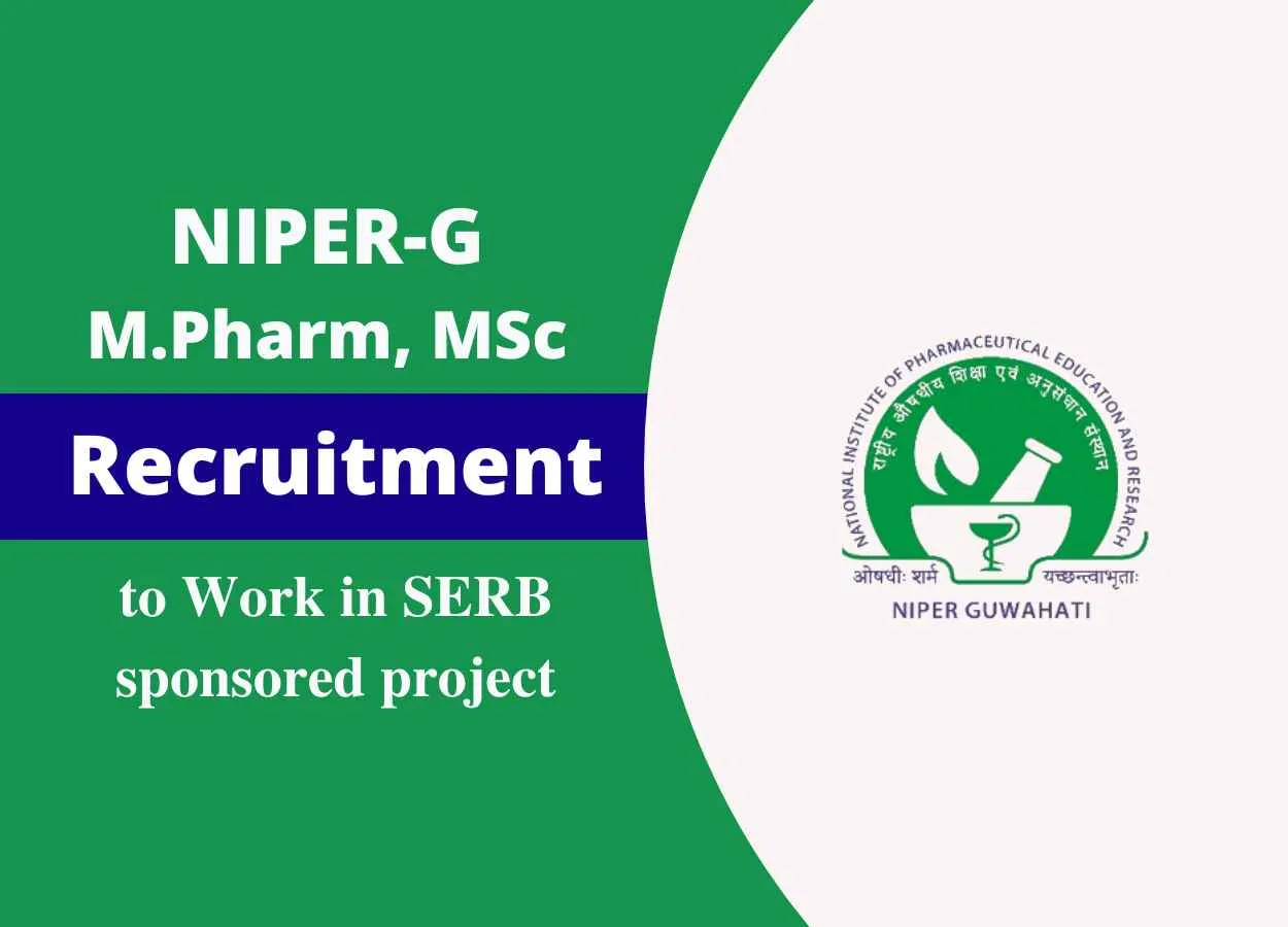 Job for M.Pharm, MSc to work in SERB sponsored project at NIPER