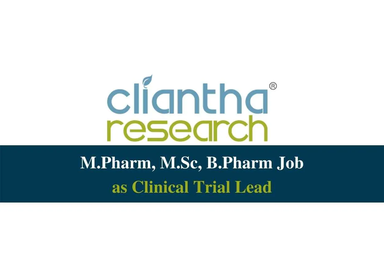 Clinical Trial Lead Job at Cliantha Research 