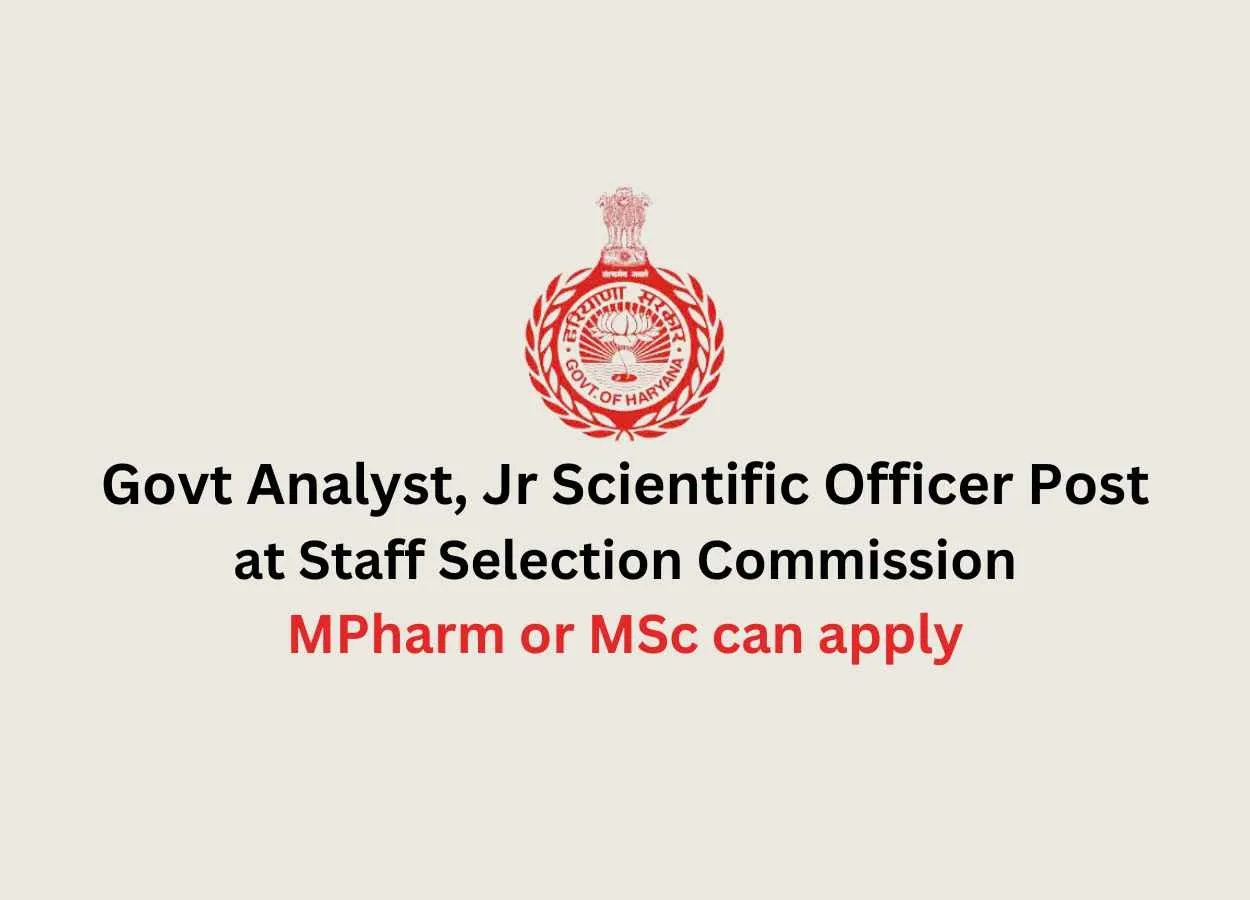 Recruitment for Govt Analyst, Jr Scientific Officer at Staff Selection Commission
