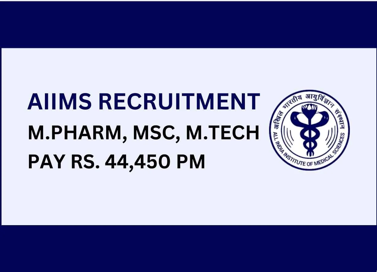 AIIMS M.Pharm, MSc, M.Tech Recruitment