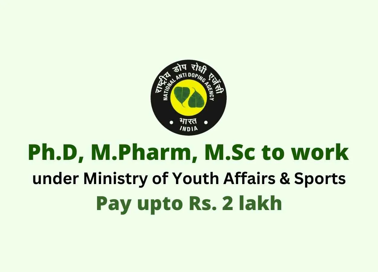 Career for for Ph.D, M.Pharm, M.Sc to work under Ministry of Youth Affairs & Sports