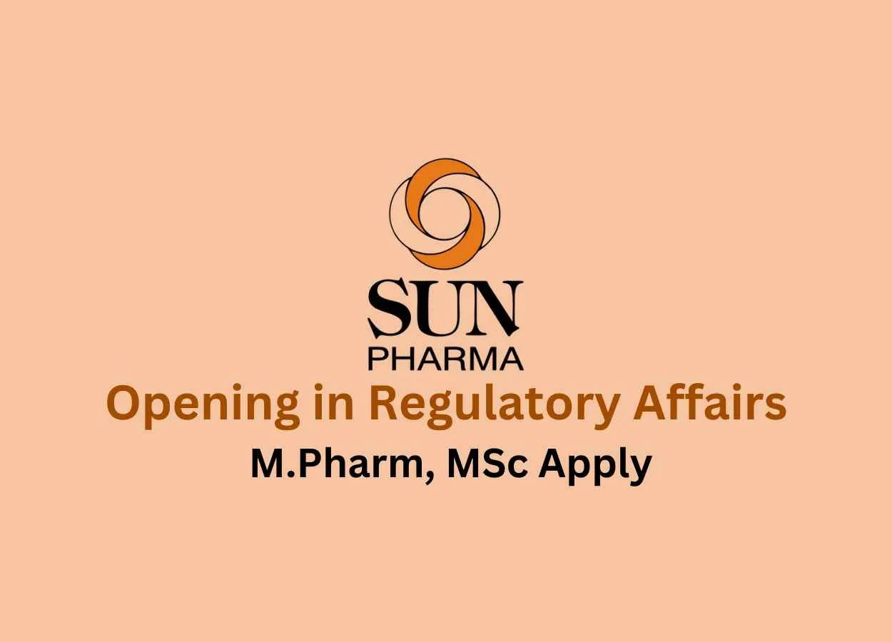 Opening in Regulatory Affairs at Sun Pharma