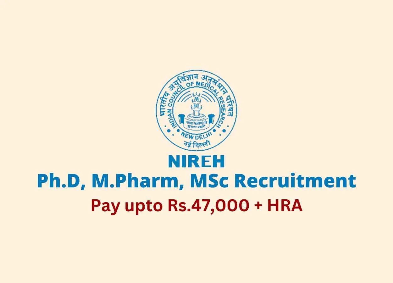 Ph.D, M.Pharm, MSc Recruitment at NIREH