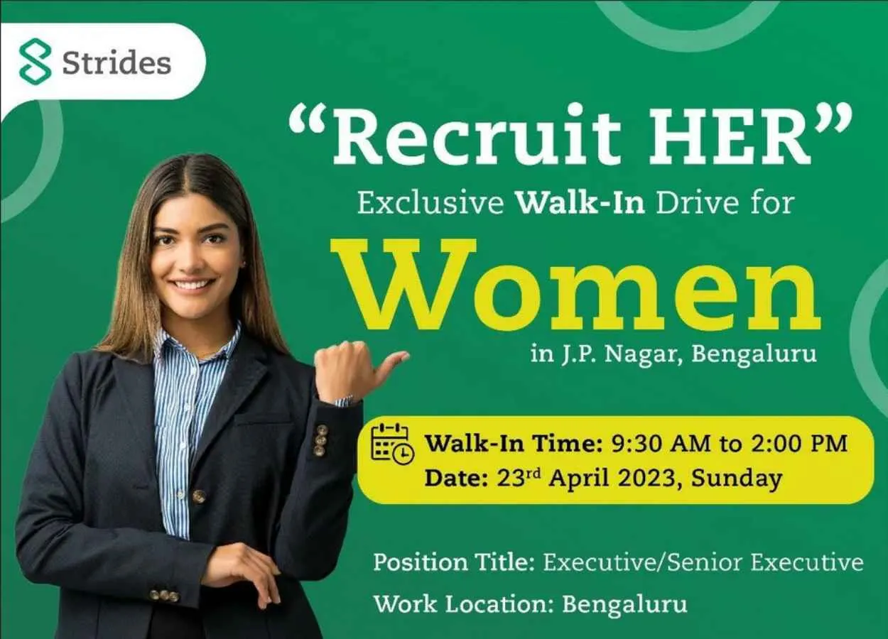 Walk in Drive for Women M.Pharm, B.Pharm, MSc in QC, F&D, Regulatory Affairs at Strides Pharma