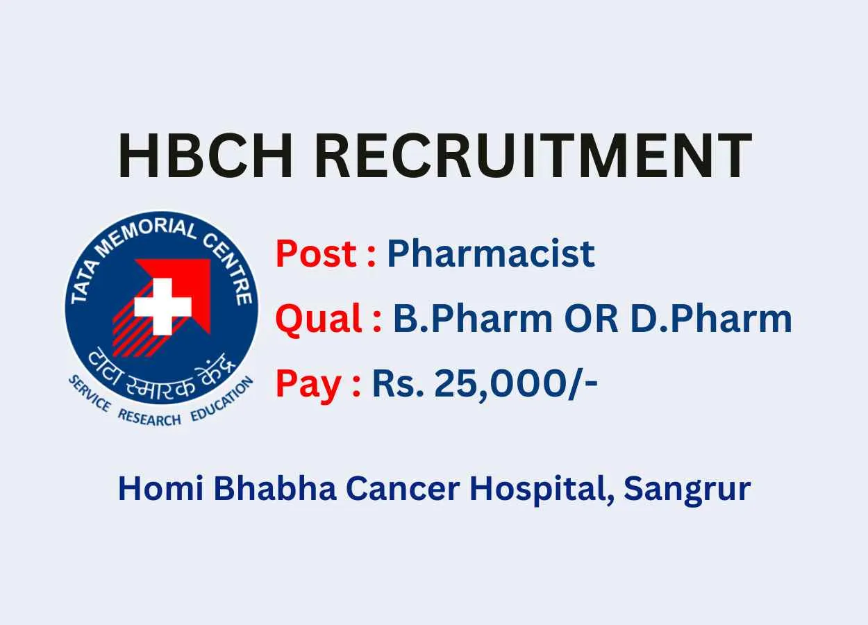 Walk in for Pharmacist in Homi Bhabha Cancer Hospital