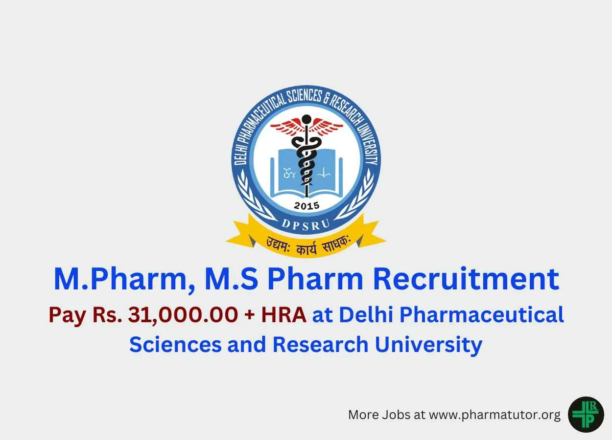DPSRU M.Pharm, M.S Pharm Recruitment