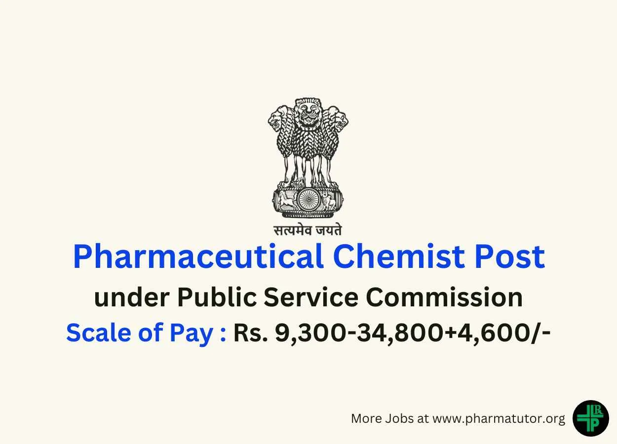 Job for Pharmaceutical Chemist under Public Service Commission