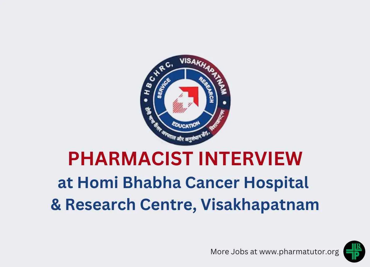 Walk in for Pharmacist at Homi Bhabha Cancer Hospital & Research Centre