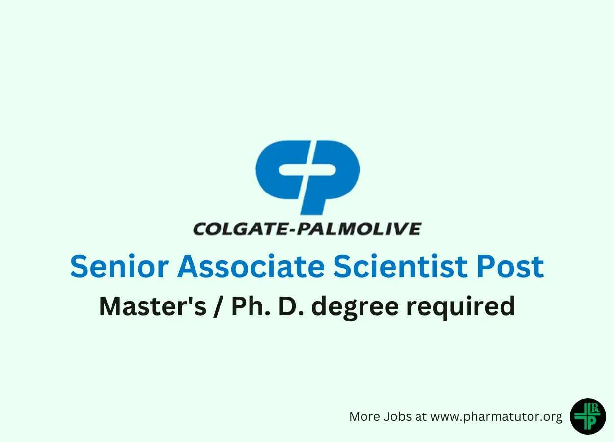 Work as Senior Associate Scientist at Colgate