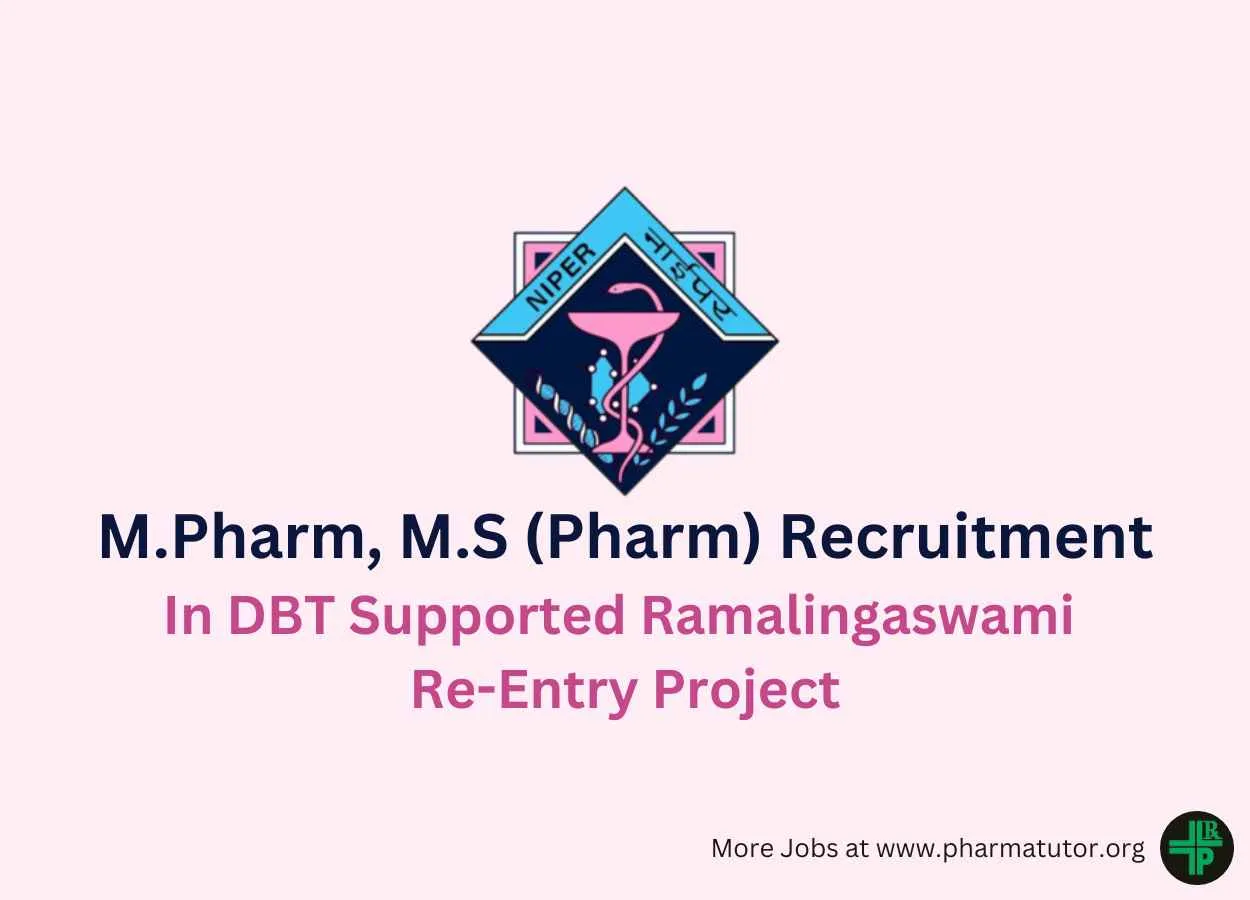 Applications invited for Post of Senior Research Fellow at NIPER