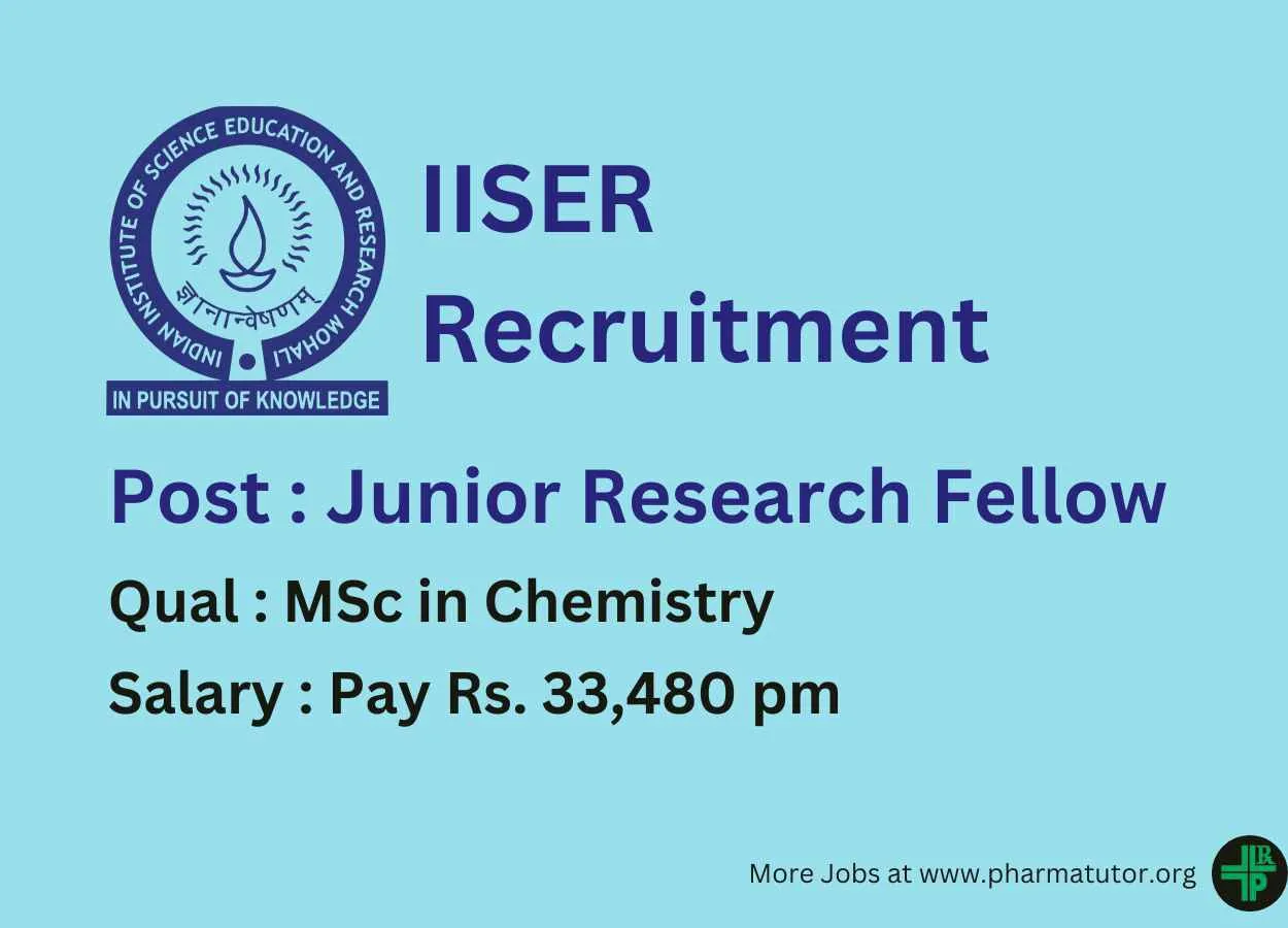 DST sponsored project Job for MSc at IISER