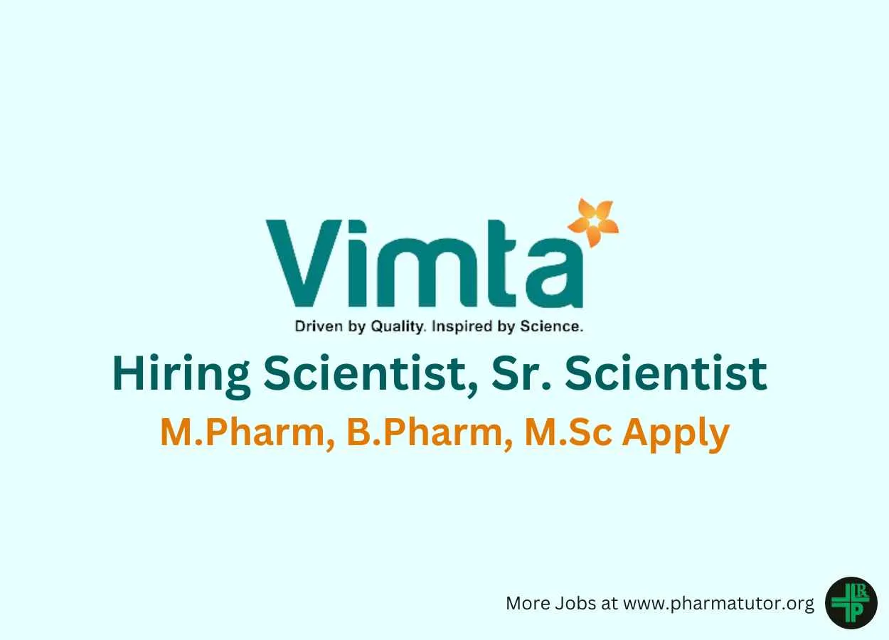 Hiring Scientist, Sr. Scientist at VIMTA