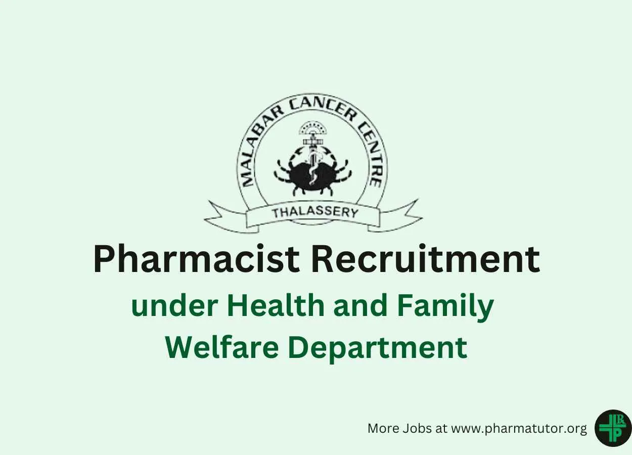 Job for Pharmacist at MCC autonomous institution under Health and Family Welfare Department