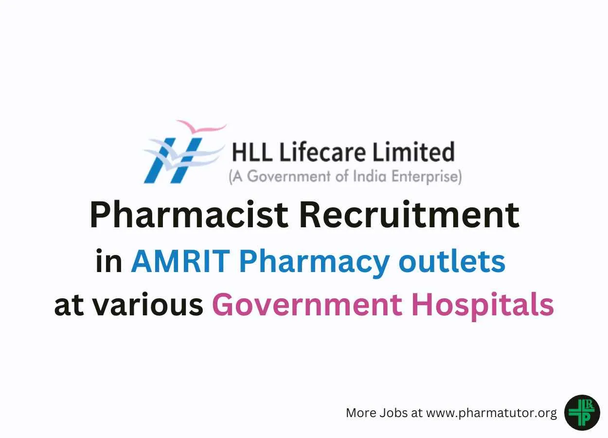 Job for Pharmacist in AMRIT Pharmacy outlets at various Government Hospitals